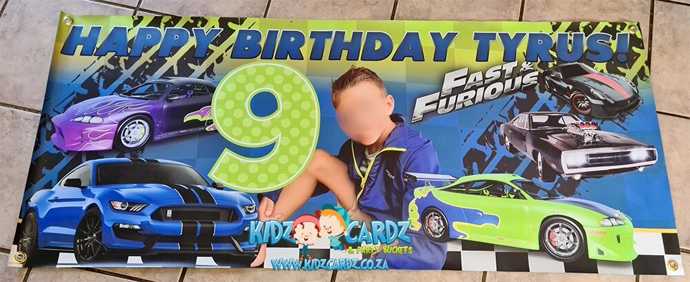 Personalized Fast and the Furious Themed Banner