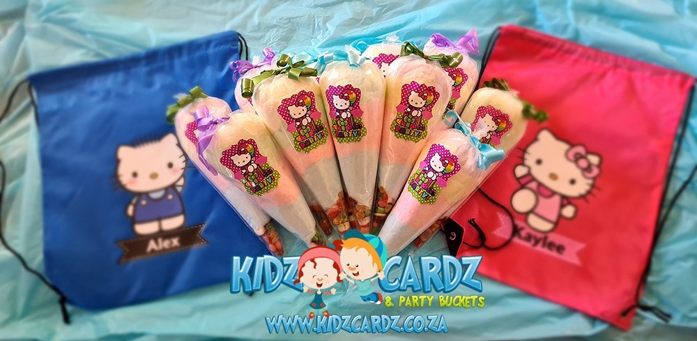 hello kitty drawstring bags and candy floss