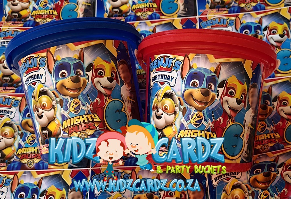 Paw Patrol Mighty Pups Themed Party Buckets