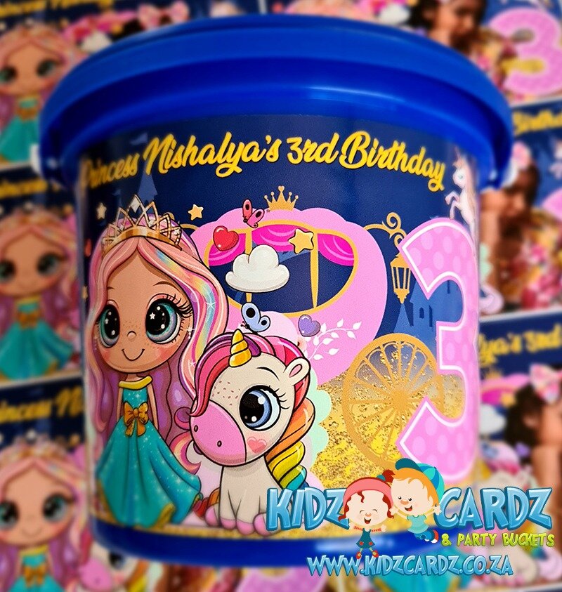 Princess and the Unicorn Themed Party Buckets