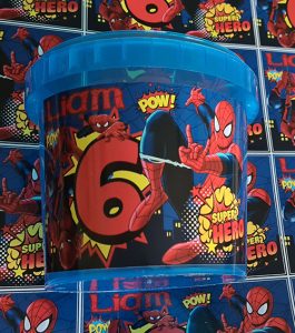 Spiderman party buckets